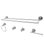 Kingston Brass Concord 5 Piece Bathroom Package with 30" Towel Bar, Robe Hook, Towel Ring, Toilet Paper Holder Polished Chrome