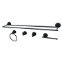 Kingston Brass Concord 5 Piece Bathroom Package with 30" Towel Bar, Robe Hook, Towel Ring, Toilet Paper Holder Matte Black