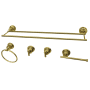 Kingston Brass Concord 5 Piece Bathroom Package with 30" Towel Bar, Robe Hook, Towel Ring, Toilet Paper Holder Polished Brass