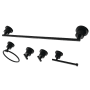 Kingston Brass Concord 5 Piece Bathroom Package with 24" Towel Bar, Robe Hook, Towel Ring, Toilet Paper Holder Matte Black