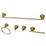 Kingston Brass Concord 5 Piece Bathroom Package with 24" Towel Bar, Robe Hook, Towel Ring, Toilet Paper Holder Polished Brass