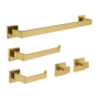 Kingston Brass Lasdun 5 Piece Bathroom Accessory Set - Includes Towel Bar, Towel Holder, 2 Robe Hooks, and Toilet Paper Holder Brushed Brass