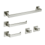 Kingston Brass Lasdun 5 Piece Bathroom Accessory Set - Includes Towel Bar, Towel Holder, 2 Robe Hooks, and Toilet Paper Holder Brushed Nickel