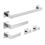 Kingston Brass Lasdun 5 Piece Bathroom Accessory Set - Includes Towel Bar, Towel Holder, 2 Robe Hooks, and Toilet Paper Holder Polished Chrome