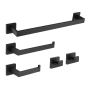 Kingston Brass Lasdun 5 Piece Bathroom Accessory Set - Includes Towel Bar, Towel Holder, 2 Robe Hooks, and Toilet Paper Holder Matte Black