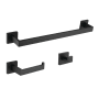 Kingston Brass Lasdun 3 Piece Bathroom Accessory Set - Includes Towel Bar, Robe Hook, and Toilet Paper Holder Matte Black