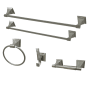 Kingston Brass Monarch 5 Piece Bathroom Package with (1) 18" and (1) 24" Towel Bar, Robe Hook, Towel Ring, Toilet Paper Holder Brushed Nickel