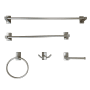 Kingston Brass Continental 5 Piece Bathroom Package with (1) 18" and (1) 24" Towel Bar, Robe Hook, Towel Ring, Toilet Paper Holder Brushed Nickel