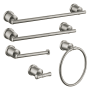 Kingston Brass Mathsson 5 Piece Bathroom Package with 18" and 24" Towel Bar, Robe Hook, Towel Ring, and Toilet Paper Holder Brushed Nickel