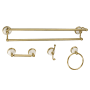 Kingston Brass Victorian 4 Piece Bathroom Package with 24" Towel Bar, Robe Hook, Towel Ring, Toilet Paper Holder Brushed Brass