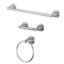 Kingston Brass Heritage 3 Piece Bathroom Package with 24" Towel Bar, Towel Ring, Toilet Paper Holder Brushed Nickel