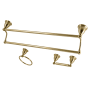Kingston Brass Heritage 3 Piece Bathroom Package with 24" Towel Bar, Towel Ring, Toilet Paper Holder Brushed Brass