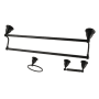 Kingston Brass Heritage 3 Piece Bathroom Package with 24" Towel Bar, Towel Ring, Toilet Paper Holder Matte Black