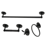 Kingston Brass Victorian 4 Piece Bathroom Package with 18" Towel Bar, Robe Hook, Towel Ring, Toilet Paper Holder Matte Black