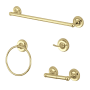 Kingston Brass Victorian 4 Piece Bathroom Package with 18" Towel Bar, Robe Hook, Towel Ring, Toilet Paper Holder Polished Brass