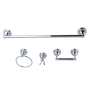 Kingston Brass Restoration 4 Piece Bathroom Package with 24" Towel Bar, Robe Hook, Towel Ring, Toilet Paper Holder Polished Chrome