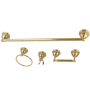 Kingston Brass Restoration 4 Piece Bathroom Package with 24" Towel Bar, Robe Hook, Towel Ring, Toilet Paper Holder Polished Brass