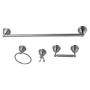 Kingston Brass Restoration 4 Piece Bathroom Package with 24" Towel Bar, Robe Hook, Towel Ring, Toilet Paper Holder Brushed Nickel