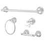 Kingston Brass Restoration 4 Piece Bathroom Package with 18" Towel Bar, Robe Hook, Towel Ring, Toilet Paper Holder Polished Chrome