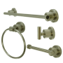 Kingston Brass Concord 4 Piece Bathroom Package with 18" Towel Bar, Robe Hook, Towel Ring, Toilet Paper Holder Brushed Nickel