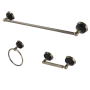 Kingston Brass Water Onyx 3 Piece Bathroom Package with 18" Towel Bar, Towel Ring, Toilet Paper Holder Antique Brass