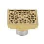 Kingston Brass Watercourse 4" Wide Scroll Square Shower Drain Brushed Brass