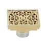 Kingston Brass Watercourse 4" Wide Scroll Square Shower Drain Polished Brass