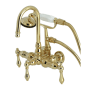 Kingston Brass Vintage Wall Mounted Clawfoot Tub Filler with Built-In Diverter – Includes Hand Shower Polished Brass