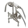 Kingston Brass Vintage Wall Mounted Clawfoot Tub Filler with Built-In Diverter – Includes Hand Shower Brushed Nickel