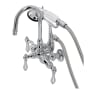 Kingston Brass Vintage Wall Mounted Clawfoot Tub Filler with Built-In Diverter – Includes Hand Shower Polished Chrome