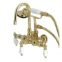 Kingston Brass Vintage Wall Mounted Clawfoot Tub Filler with Built-In Diverter – Includes Hand Shower Polished Brass