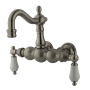 Kingston Brass Vintage Wall Mounted Clawfoot Tub Filler with Porcelain Lever Handles Brushed Nickel