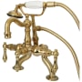 Kingston Brass Vintage Deck Mounted Clawfoot Tub Filler with Built-In Diverter - Includes Hand Shower Polished Brass