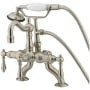 Kingston Brass Vintage Deck Mounted Clawfoot Tub Filler with Built-In Diverter - Includes Hand Shower Brushed Nickel