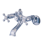 Kingston Brass Vintage Wall Mounted Roman Tub Faucet Trim with Metal Cross Handles Polished Chrome
