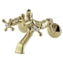 Kingston Brass Vintage Wall Mounted Roman Tub Faucet Trim with Metal Cross Handles Polished Brass