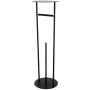 Kingston Brass Dessau Free Standing Spring Bar Toilet Paper Holder with Reserve Storage and Top Shelf Matte Black