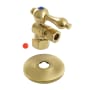 Kingston Brass Vintage Mixing Valve Quarter Turn Valve with Flange (1/2" FIP X 3/8" OD Compression) Brushed Brass