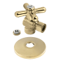 Kingston Brass Vintage Mixing Valve 1/2" Sweat x 3/8" OD Comp Quarter-Turn Angle Stop Valve with Flange Polished Brass