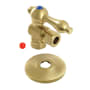 Kingston Brass 1/2" Sweat x 3/8" OD Comp Quarter-Turn Angle Stop Valve with Flange Brushed Brass