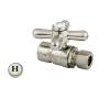 Kingston Brass Vintage Straight Stop with 1/2 Inch Sweat, 3/8 Inch OD and Metal Cross Handle Brushed Nickel