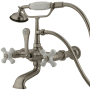 Kingston Brass Vintage Wall Mounted Tub Filler with Built-In Diverter - Includes Hand Shower Brushed Nickel
