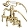 Kingston Brass Vintage Deck Mounted Clawfoot Tub Filler with Built-In Diverter - Includes Hand Shower Polished Brass
