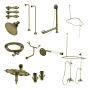Kingston Brass Vintage Retrofit Shower with Shower Head, Hand Shower, and Hose Antique Brass