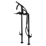Kingston Brass Concord Floor Mounted Tub Filler with Built-In Diverter – Includes Hand Shower Matte Black