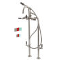 Kingston Brass Concord Floor Mounted Tub Filler with Built-In Diverter – Includes Hand Shower Brushed Nickel