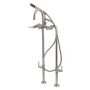 Kingston Brass Concord Floor Mounted Tub Filler with Built-In Diverter – Includes Hand Shower Brushed Nickel