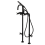 Kingston Brass Concord Floor Mounted Tub Filler with Built-In Diverter – Includes Hand Shower Matte Black