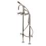 Kingston Brass Concord Floor Mounted Tub Filler with Built-In Diverter – Includes Hand Shower Polished Nickel