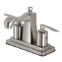 Kingston Brass Serena 1.2 GPM Deck Mounted Centerset Bathroom Faucet with Pop-Up Drain Assembly - Includes Escutcheon Brushed Nickel